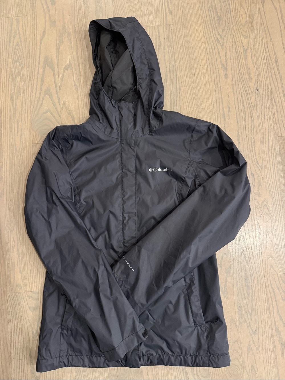 Columbia Men's Black Hooded Windbreaker Lightweight Jacket